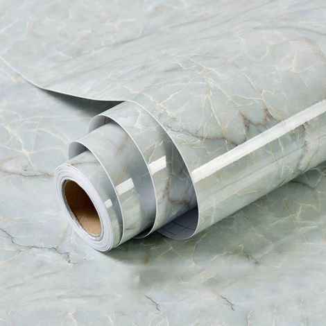 Papier Auto-adhésif PVC - Revêtement Imperméable à l'huile pour Porte de Table et Meubles de Cuisine - 60 x 100 cm - Blanc (1/4)