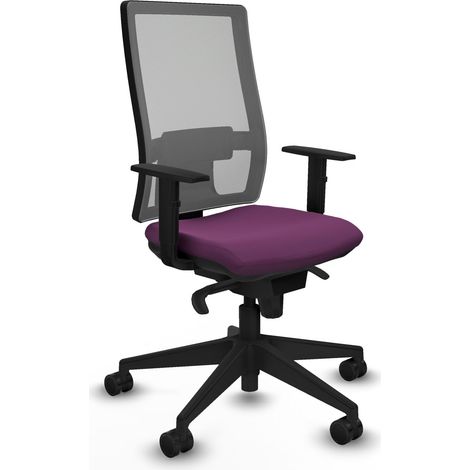 Horna sincro malla gris similpiel morado brazos 1D base piramidal  ruedas 65mm nailon (1/5)