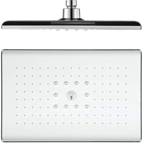 Tête de Douche, Rectangle Pommeau Douche Fixes ABS Tête de Douche Pluie Economie d'eau Haute Pression Pomme de Douche Pluie, G1/2" Connexion,Blanc (1/5)