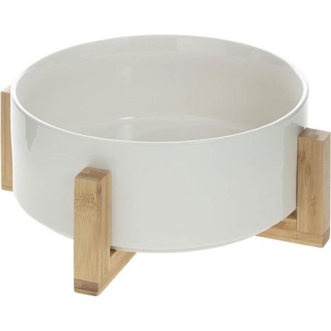 Insalatiera Ø 23 cm bambù e ceramica bianco (1/4)