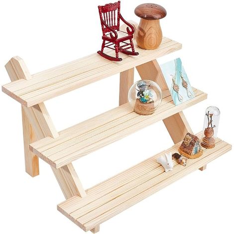 Présentoir en Bois, Porte-Boucles D'Oreilles et Porte-Bague Détachable en Bois Non Fini Présentoir Carte Bijoux avec Rainure pour Détail Présentoir Bijoux Collections Figurines (1/4)