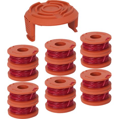 Convient aux accessoires pour coupe-bordures électriques WORX : couvercle de bobine WA0010, bobine de coupe-bordures, tête de coupe-bordures, tondeuse à gazon (12 bobines + 1 couvercle)