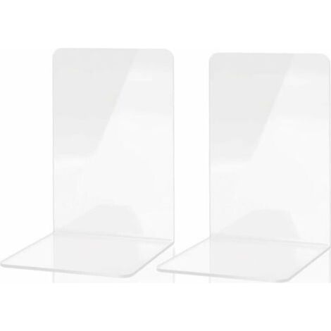 Serre-livres en acrylique transparent, 1 paires de serre-livres pour enfants, serre-livres anti-rayures, pour bureaux, décoration, étagères, écoles et librairies