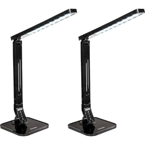 Lot 2 lampes de bureau LED plastique noir pliable 14W ajustable (1/5)