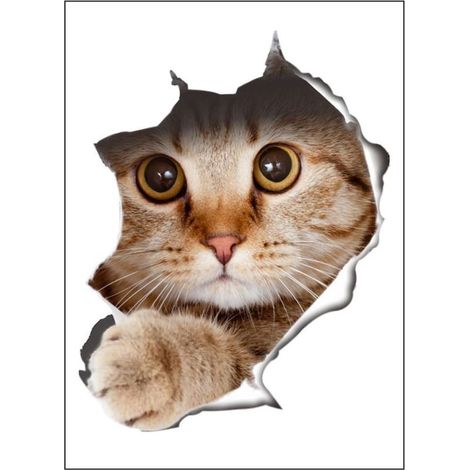 Autocollants décoratifs Mignons de Mur de 3D de Chat de Bande dessinée (1/5)