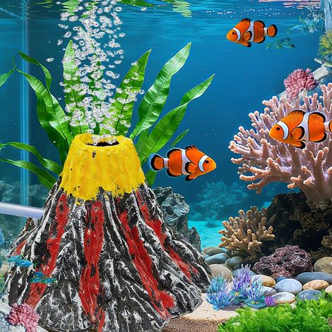 Aquarium-Dekoration: Vulkan-Blasenstein aus Kunstharz in Vulkanform für Aquarien mit Luftpumpe, Landschaftsgestaltung, Ornament, feste Unterwasser-Mikrolandschaftsdekoration (1/5)