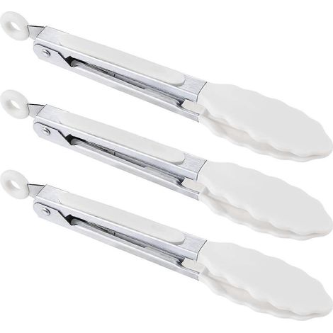 Küchenzangen – 7-Zoll-Mini-Servierzangen aus Silikon – 3er-Set-Snow White