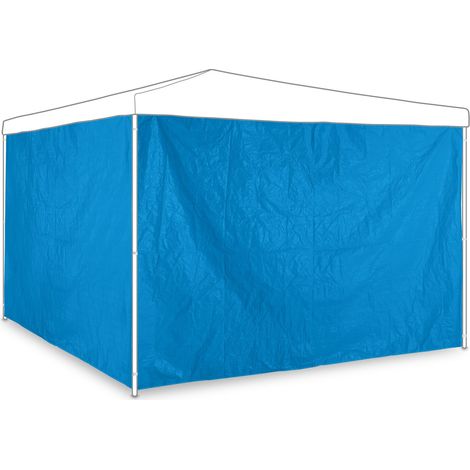 Relaxdays Seitenteile für Pavillon, 2er Set, HxB: 2x3 m, Seitenwände ohne Fenster, wasserdicht, PE-Kunststoff, blau