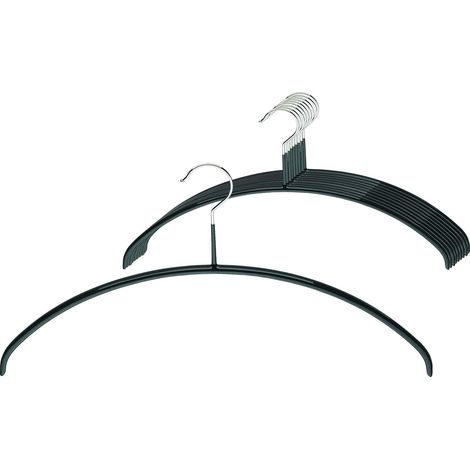 Lot de 10 cintres antidérapants, parfaits pour les t-shirts et les pulls, crochet rotatif à 360°, 40 cm, noirs (1/5)