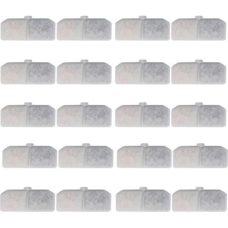 Filtri di ricambio per fontanelle per cani e gatti, confezione da 20, filtri per fontanelle per gatti, filtri a carbone attivo per gatti, filtri per distributori d'acqua per animali domestici, 10,5x4, (1/5)