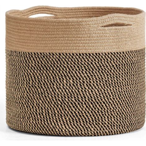 Large Woven Cotton Rope Basket, 15.8 x 15.8 x 13.8 inches, for Baby Clothes, Linens, and Baby Items, Made of Jute. (1/4)