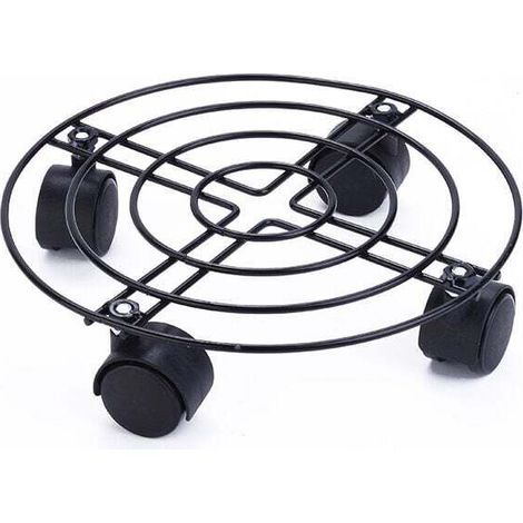 Rollbarer Blumentopfständer, Schwarze Ausführung, Ø 25 x 6 cm Für Zimmerpflanzen Rollbarer Stahlständer mit schwarzer Beschichtung und Felge Tragkraft 60 kg (1/4)