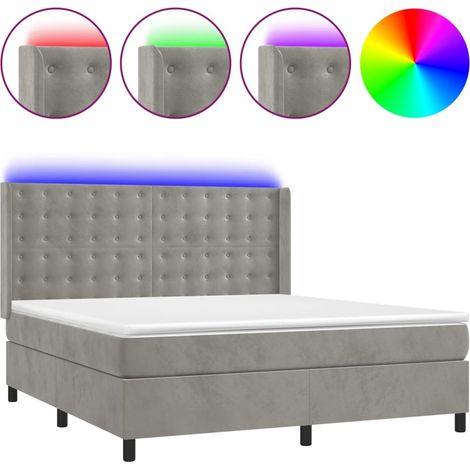 Maison Exclusive - Sommier à lattes de lit matelas et LED Gris clair 180x200 cm (1/5)