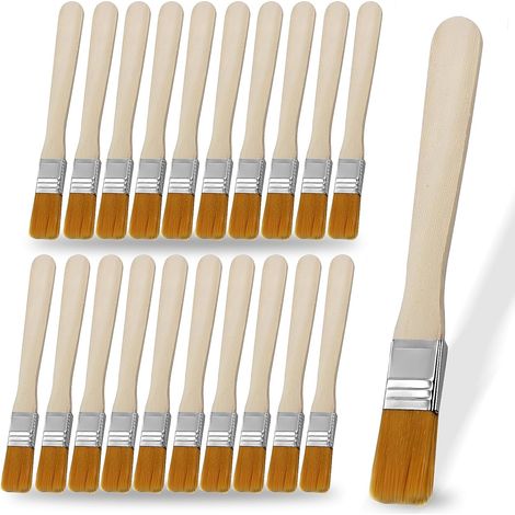 Lot de 50 petits pinceaux plats de 13,5 cm, avec manche en bois, pour loisirs créatifs, décoration, peinture et coloriage.