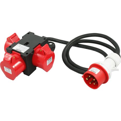 CEE Adapter 16A 3 x 400V 16A Baustromverteiler Stecker Kupplung Verteiler 5-polig IP44 91445