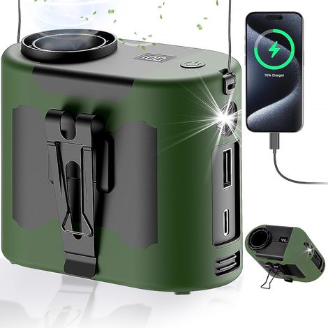 Ventilatore portatile, batteria da 1000 mAh, potente e di lunga durata, ricaricabile, ideale per campeggio all'aperto. Può essere indossato in vita, al collo o al polso. Dispone di 5 velocità e un'aut (1/5)