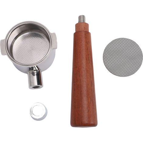 Portafiltro de acero inoxidable de 51 mm compatible con Breville con mango de madera y dispensador de rejilla. (1/5)