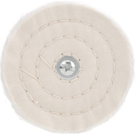 Disque de polissage plat 100mm en coton blanc pour miroir et surfaces, avec manche pour meulage. (1/5)