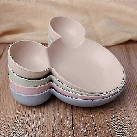 Ensemble de 4 pièces en blé comprenant bols, pailles, couverts et assiettes, adapté aux enfants. (1/5)