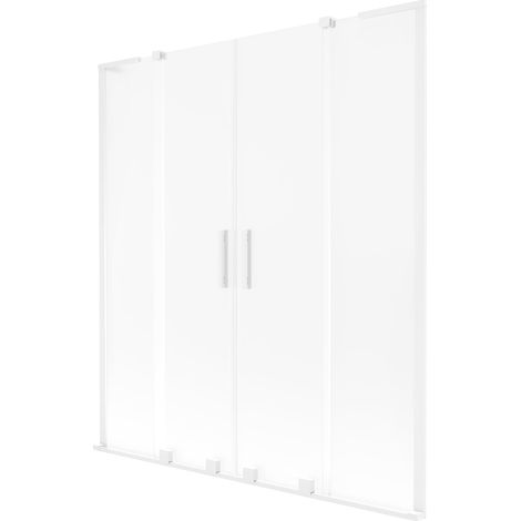 Mexen Velar L Duo paravento per vasca da bagno a 2 ante scorrevole 160 x 150 cm, opaco, bianco - 896-160-003-32-20 (1/2)