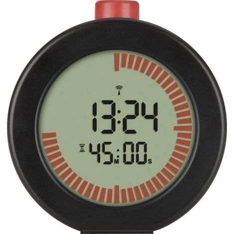 TFA Dostmann 60.2569.01 Funk Wecker Schwarz, Rot Alarmzeiten 1  1 Timerzeit, Großes Display