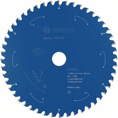 Bosch Lame de scie circulaire pour scies sans fil Expert for Wood, 254 x 2,1/1,6 x 30, 48 dents - 2608644686 (1/5)