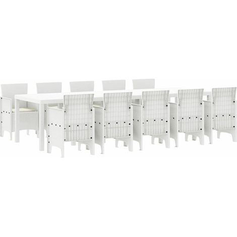 Maison Exclusive - Set da Pranzo per Giardino con cuscino 11 pcs Bianco (1/5)