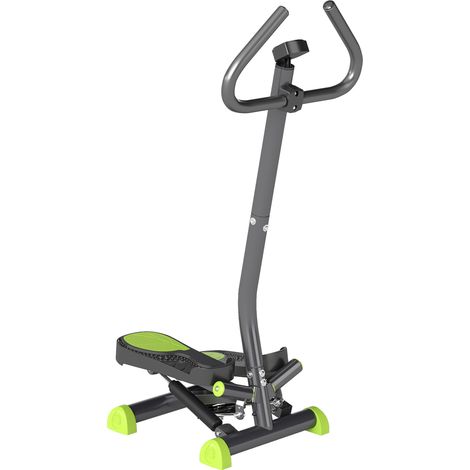 Stepper guidon fitness appartement écran LCD résistance ajustable acier gris vert noir (1/5)