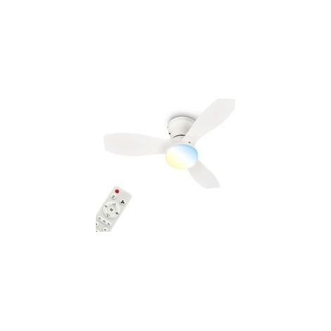 Briloner Ventilateur de plafond télécommande Ø60x19cm 15W 1700lm 3000K-6500K blanc chaud à blanc lumière du jour moteur DC blanc - Ventilateur lampe chambre salon (1/5)