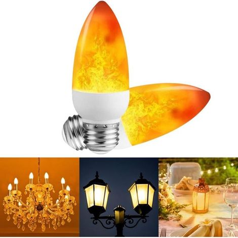 【2pcs】E27 LED Bougie Flamme Ampoule Atmosphère Ampoule Décorative (1/4)