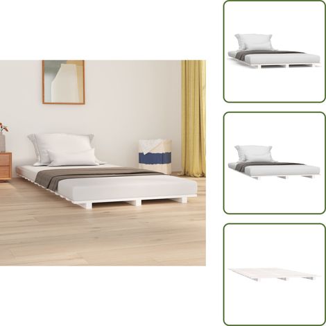 Massivholzbett Weiß 90x190 cm Kiefer - Holzbett - Kiefernholzbett - Weißes Bett - Singlebett - Bettgestell (1/5)