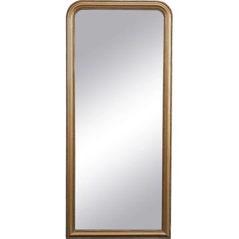 Vente-Unique – Miroir mural trumeau doré effet laiton – Bois de paulownia – L. 80 x H. 180 cm – Finition vieillie – Pour décoration intérieure