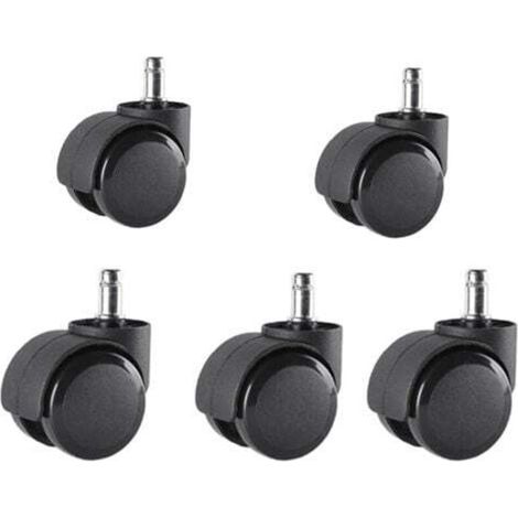 [NON UTILIZZATO] Set di 5 rotelle per sedia da ufficio 11 mm x 22 mm - - Rotelle per pavimenti duri fino a 175 kg - - Ruote per sedie girevoli - - Installazione facile e senza attrezzi
