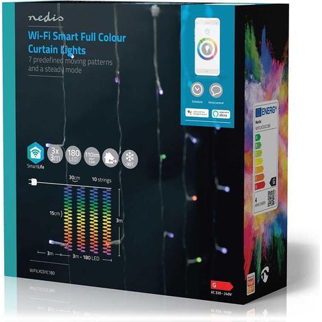 Nedis WIFILXC01C180 Cortina Luminosa RGB 180 LED 3m