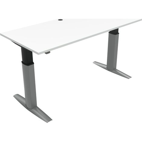 STIER Elektrisch höhenverstellbarer Schreibtisch 501-23, 180x80cm, Weiß, 68-120cm 175kg Nutzlast, hochwertig (1/4)