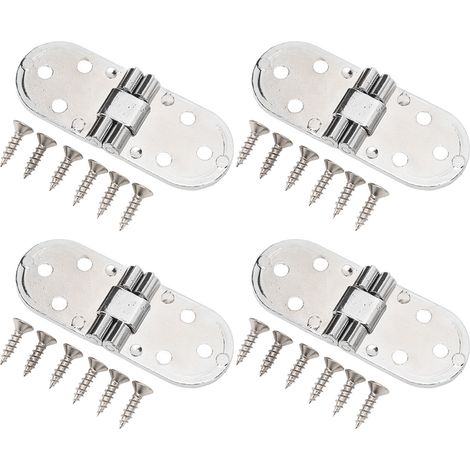 Lot de 4 charnières à rabat 180°, épaisseur 0,09 pouce, métal pliable pour table pliante et machine à coudre, chrome brillant (1/5)
