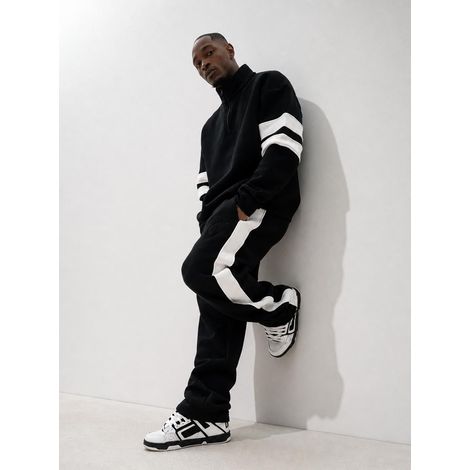 Conjunto de ch谩ndal XXL a rayas negras para hombre de Jigga Wear (1/5)