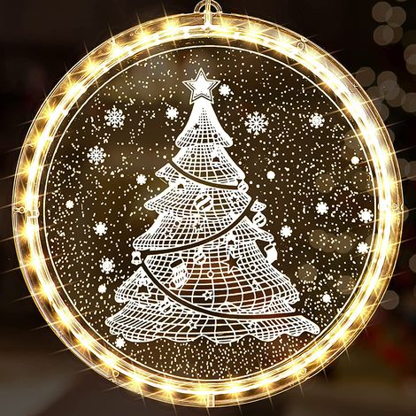 Luces De Ventana Navideñas - Luces 3D Colgantes - Batería AAA - IP44 - 16 Cm - 7 Lm - Blanco Cálido (1/4)