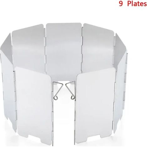 Réchaud à gaz pliable à 9 plaques avec pare-vent, brûleur de cuisson portable en alliage d'aluminium, idéal pour le camping en extérieur. (1/4)