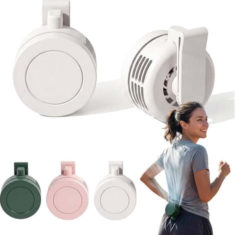 2 Pack Portable Mini Clip-On Fan 2026 Bladeless Silent Wearable Cooling Fan 3-Speed Adjustable for Outdoor Travel Office Use-White (1/5)