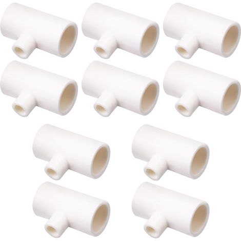 Raccord en T PVC - 10 Pièces - 1/2" x 1/8" FPT - Pour Abreuvoir Volaille - Système Gobelet et Tétine - Blanc (1/5)