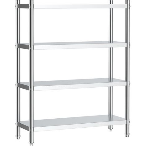 Wiltec Edelstahlregal Gastro Schwerlastregal 155x120x50cm aus 201 Edelstahl Küchenregal Vorratsregal Lagerregal für Küche Werkstatt und Keller (1/5)
