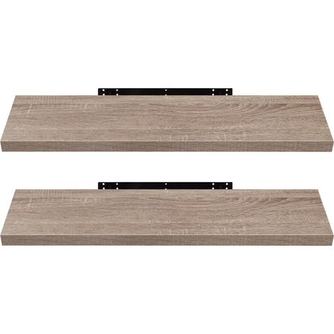 Étagère murale, 80 cm, MDF couleur café clair, lot de 2 étagères flottantes décoratives, pour salon, chambre, salle de bain, couloir (1/5)