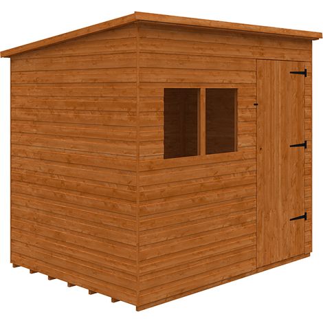 8 x 6 Feet Deluxe Pent 12mm Shed - Solid Wood/Softwood/Pine - L235 x W175 x H217.3 cm - Burnt Orange