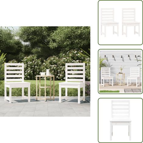 Gartenstühle 2 Stk. Weiß 50x48x91,5 cm Massivholz Kiefer - Gartenstühle - Holzmöbel - Terrassentisch - Outdoor Möbel - Gartenmöbelset (1/5)