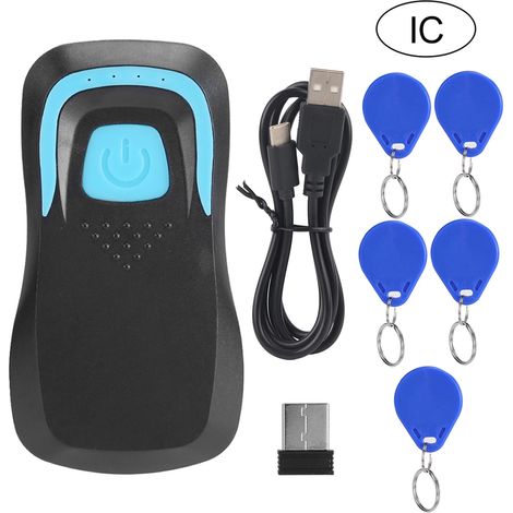 Lecteur de cartes RFID Bluetooth sans fil 13,56 MHz - Scanner code avec 5 badges noirs IC (1/5)