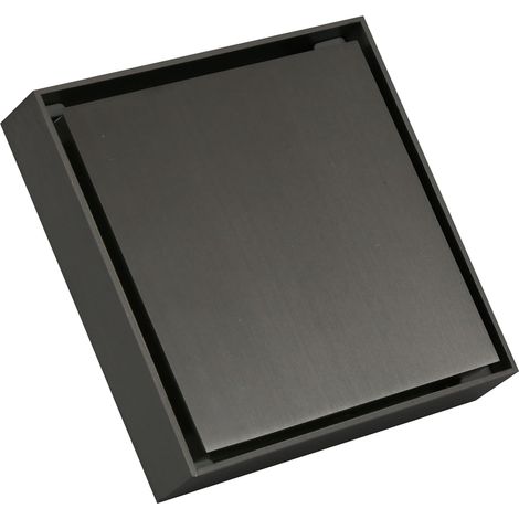 Caniveau de douche dissimulé gris 10 cm 2 en 1 réversible carré avec tamis à cheveux en acier inoxydable pour buanderie, salle de bain, toilettes, cave (1/5)