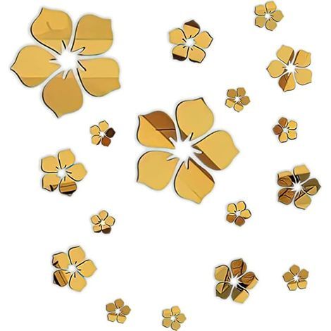 Lot de 18 stickers muraux autocollants en acrylique Motif floral (1/4)