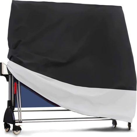 210D Tischtennistisch-Abdeckung, wasserdicht, staubdicht, UV-beständig, robuste Schutzhülle für Tischtennisplatten aus Oxford-Stoff, 165 x 70 x 185 cm, Schwarz