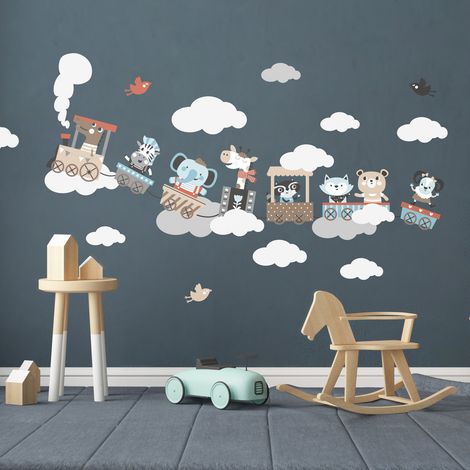 Stickers muraux Sticker Mural Autocollant - ANIMAUX EN BALADES DANS LES RÊVES - Stickers adhésifs - 160x120cm (1/5)